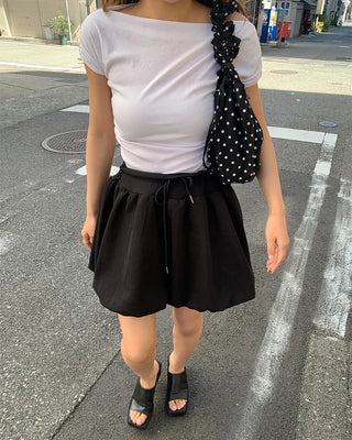 Dot Shirring Shoulder Bag