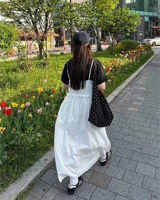 Frilled Shirring Long Dress