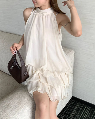 Frilled tiered halter neck blouse & shorts set