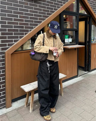 Brown stitch denim pants