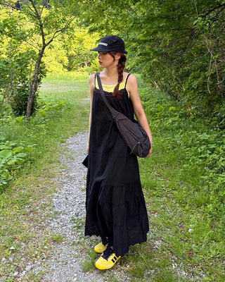 Lace strap long dress