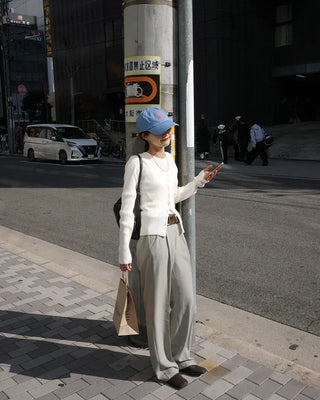 Round neck ribbed knit cardigan