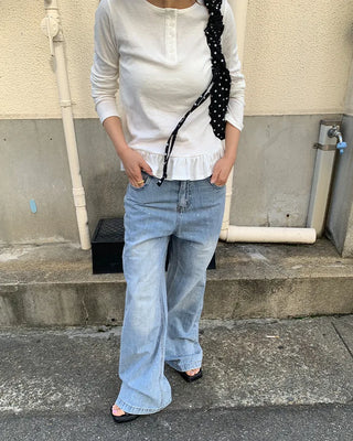 Cubic Wide Denim Pants