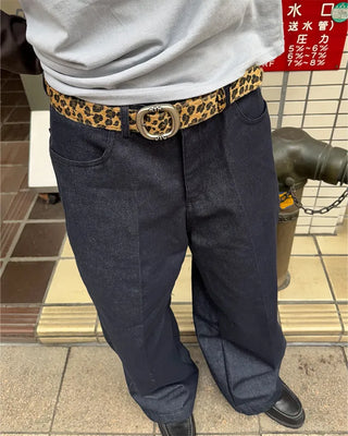 Antique buckle leopard belt