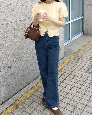 Elastic waist denim pants