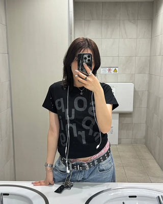 Unbalanced Lettering T-Shirt