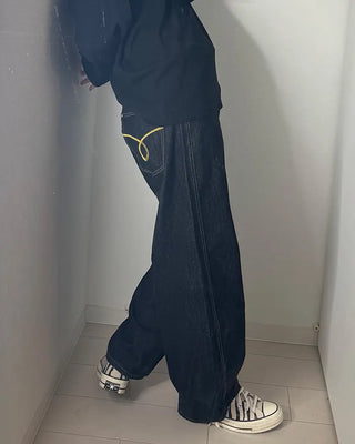 (UNISEX) Buckle Balloon Denim Pants