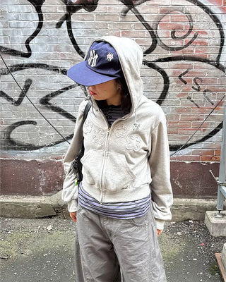 Flower Hooded Zip Hoodie