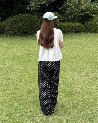 Polka Dot Linen Balloon Pants