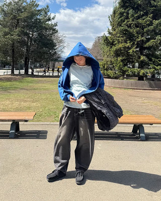 Oversized washed zip hoodie