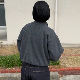 String detail fleece half-zip up