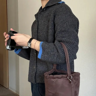 Two-tone knit cardigan