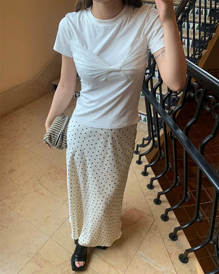 Puff-sleeve eyelet embroidered gathered blouse