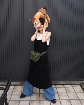 High-collar camisole long dress