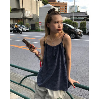 Checked Shirred Camisole