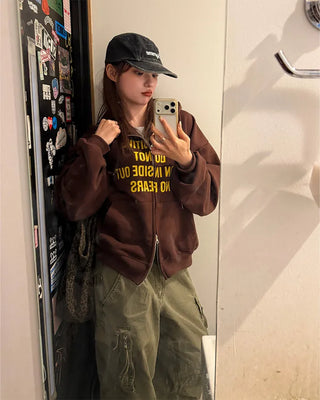 Lettering Zip Hoodie
