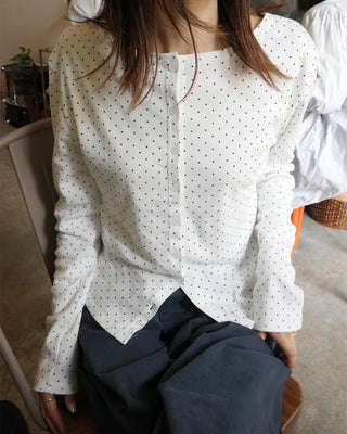 Round neck polka dot cardigan
