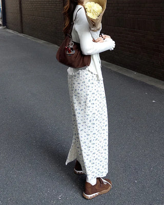 Flower Waist String Long Skirt