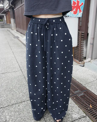 Linen Dot Wide Easy Pants