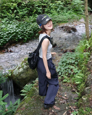 Elastic waist parachute pants
