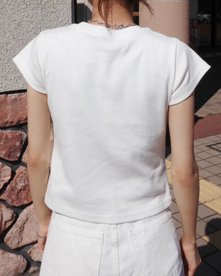 Basic cropped short-sleeved T-shirt