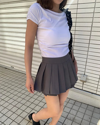 Shoulder shirring detail draped T-shirt