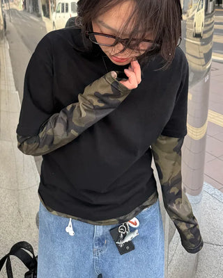Camouflage layered T-shirt