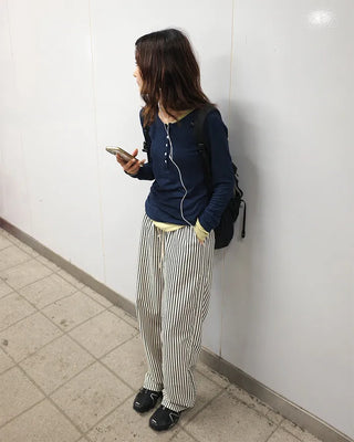 Cotton striped pants