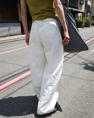 High-waisted balloon cotton pants
