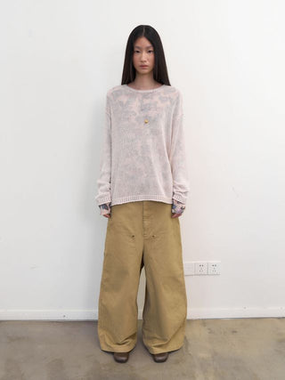 [NeverSeez] Rose Print Mesh Long Sleeve Top