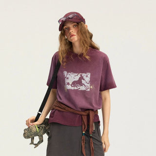 [Monterest] Unicorn Print Washed Cotton T-Shirt