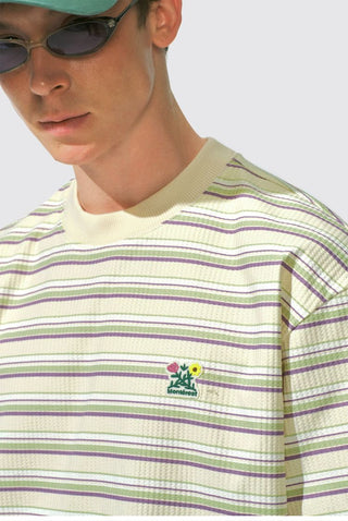 [Monterest] Waffle Knit Striped Logo T-Shirt