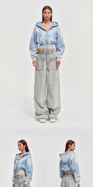 [NOTAWEAR] Sand Washed Cropped Hooded  Jacket