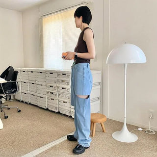 Side-cut denim pants