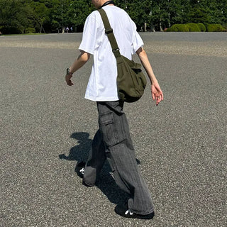 Cargo wide denim pants