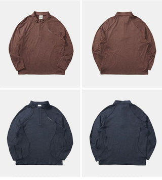 [Monterest] 3A Antibacterial Grid Fleece Half-Zip Tee