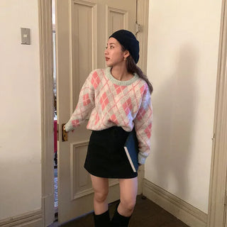 Argyle wool knit