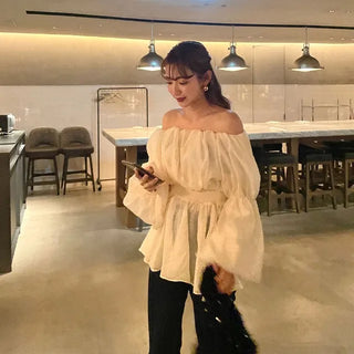 Balloon off-shoulder blouse