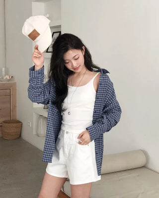 3.5-length cotton shorts