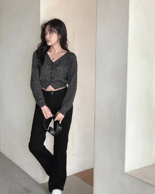 (basic/long) Premium semi-bootcut black denim pants - 4 sizes
