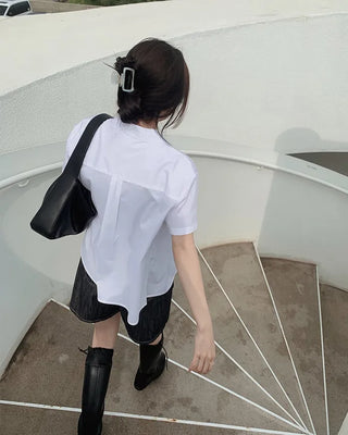 Semi-cropped short-sleeved shirt - 5 colors