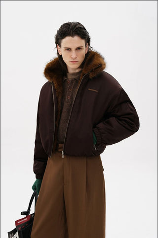 [MASONPRINCE] Fur Collar Oversized Bomber Jacket
