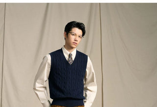 [CULTUM] Pima Cotton Cable Knit Sweater Vest