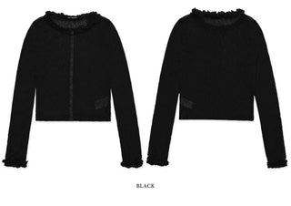 [moromoro2] Lace Trim Fitted Top