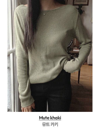 One-shoulder boat neck knit - 4 colors