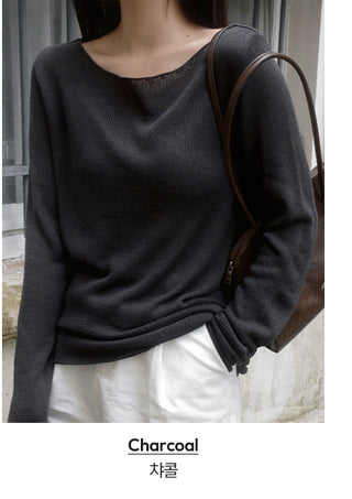 One-shoulder boat neck knit - 4 colors