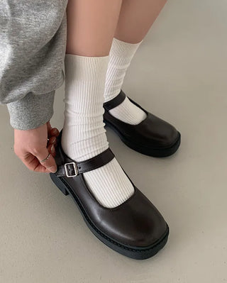 (3 colors) Basic Mary Jane Loafers