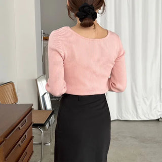 U-neck ribbed knit