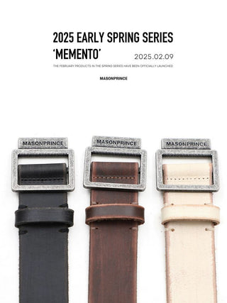 [MASONPRINCE] Needle-Free Metal Buckle Leather Belt