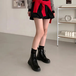 0424 Basic Lace-Up Short Boots (1 color)